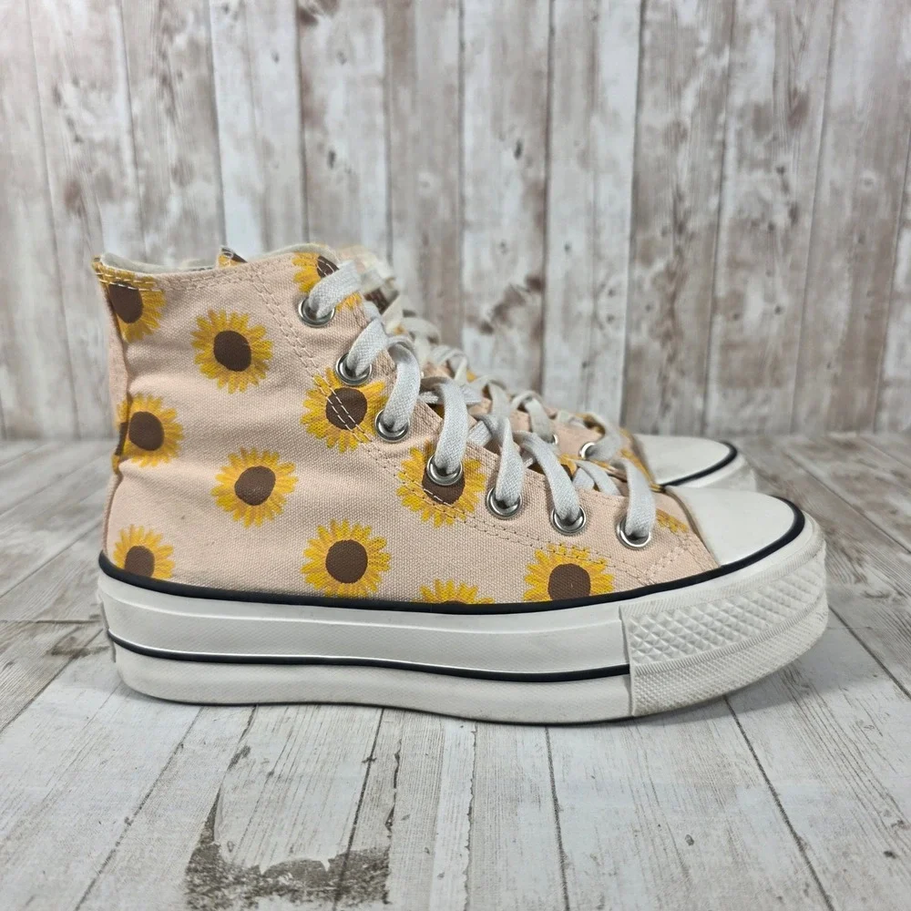 Converse Chuck Taylor All Star Lift Hi Sunflower Peach Platform Sneakers 572403C - Picture 1 of 8